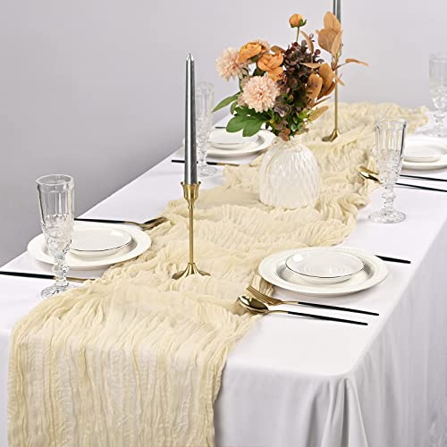 Pesonlook 2 Stück Beige Käsetuch Tischläufer Lang, 90 x 300 cm