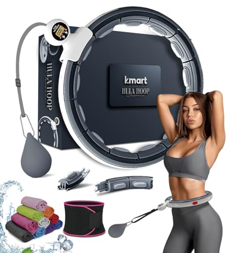 Smart Weighted Hula Ring Hoops, Hula Circle Abnehmbarer Fitnessring mit 360 Grad Auto-Spinning Ball Massage, Gymnastik, Erwachsene Fitness für Gewichtsverlust (Schwarz)