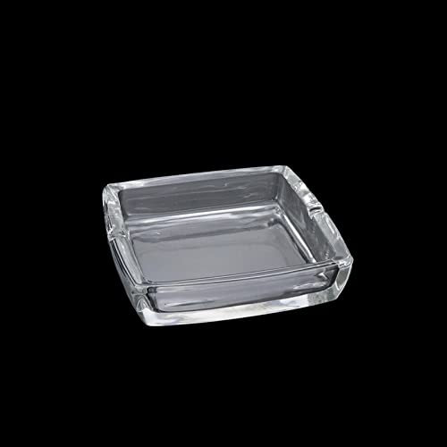 Faotup 1 x transparenter 10,4 cm quadratischer Glas-Aschenbecher, Kristallglas-Aschenbecher, schwerer Glas-Aschenbecher, moderner Glas-Aschenbecher, dekorativer Glas-Aschenbecher