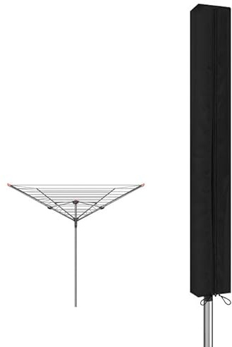 Funshot Schutzhülle fur Wäschespinne Abdeckung Wäscheschirme,420D Oxford Hülle wäschespinne mit Reißverschluss und Kordelzug zum Festziehen,Anti-UV, Schwarz,165x16x16cm