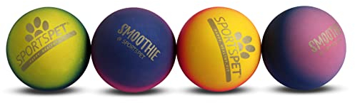 SPORTSPET Tough Bounce Smoothie Balls aus natürlichem Kautschuk für Hunde (Ø 65mm) (4er-Pack Smoothie-Edition)