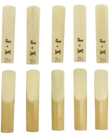 OriGlam Bb-Klarinettenblätter, Stärke 2,5, Holzfarbe, traditionelle Blätter für Klarinettenanfänger und Spieler, 10 Stück