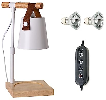 Elektrische Duftlampe für Wachs, Kerzenwärmer Lampe, Aromalampe für Duftwachs, Dimmbarer Schmelzwachslampe mit Timer, Geschenk & Decorative Tischlampe für Schlafzimmer, Wohnzimmer, Büro (B, Weiß)