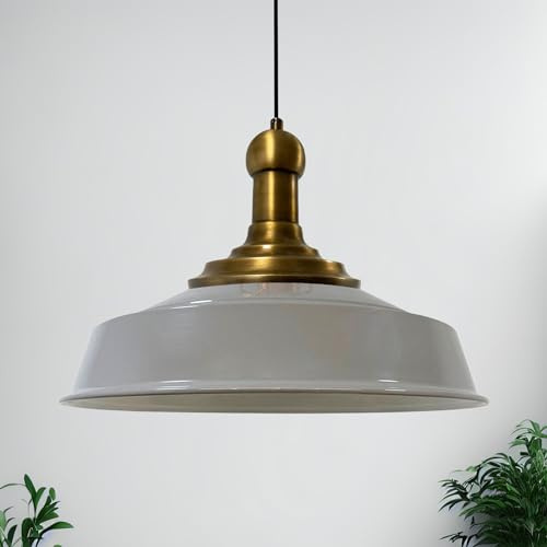 bamyum Asletl Long-Knob Hängelampe Industrial Vintage Ø41 cm, Küchenlampe Hängend Esstisch, Wohnzimmerlampe Pendelleuchte Grau Metall
