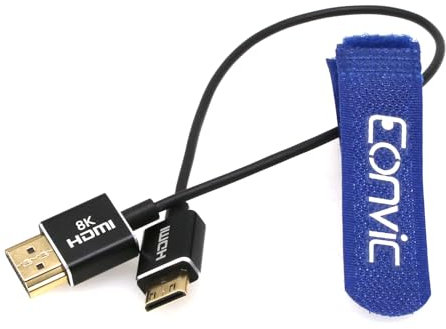 Eonvic Cavo coassiale da mini HDMI a HDMI 2.1 8K 4K da 2,5 mm ultra fine morbido ad alta velocità 48 Gbps per Canon 5D2/5D3 5DS 5DSR EOS R II Nikon D860 D3400 fotocamera ATOMOS Ninja V Monitor tipo A