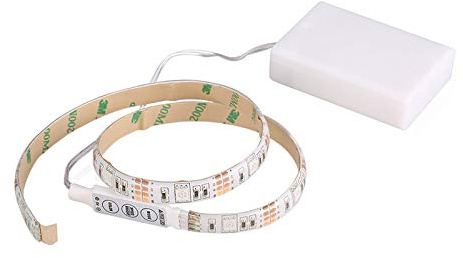 Eighosee Tira de luz LED flexible RGB impermeable IP65 15 LED CC 5 V con batería de controlador, cinta LED, tiras de luz para TV, armario, bicicleta, actividades al aire libre, decoración (0,5 m)