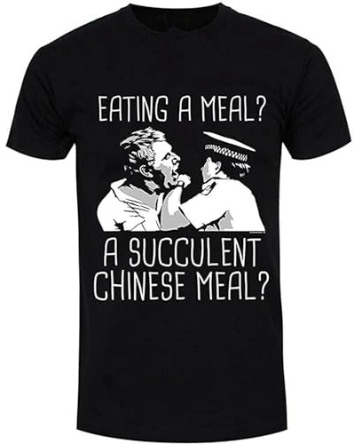 HUGU T-Shirt Eating A Meal A Succulent Chinese Meal Men's Black T-Shirt Black S