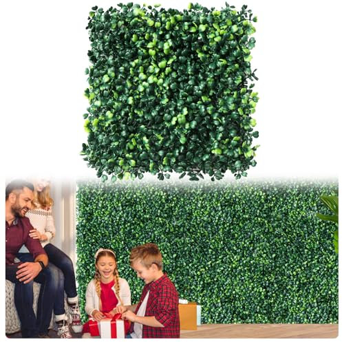 baudliglin 12pcs 10x10 Grass Wall Panels Backdrop, Artificial Boxwood Hedge Wall for Indoor Outdoor Privacy Hedge Screen Faux Backdrop,Upgraded Leaf Hedge Grass wall Decor Garden Backyard Party