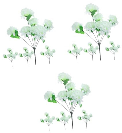 Ciieeo 3pcs 4 Realistic Cemetery Chrysanthemum Flowers Large Artificial Flowers for Grave Outdoor Decor
