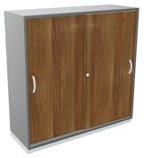 Geramöbel Schiebetürenschrank mit Mittelseite, 4 Dekor-Einlegeböden, abschließbar, 1200x425x1152, Nussbaum/Onyx