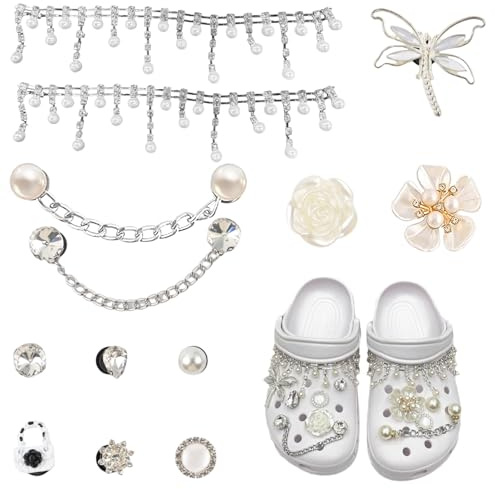 WJWINER Schuhanstecker Anstecke, Schuhanstecker Dekoration Schmuck Design, Bling Schuhanhänger Dekoration Schmuck Design, Schuh Charms Sliver, Clog-Dekor für Mädchen Frauen Kinder, für Crocs Schuh