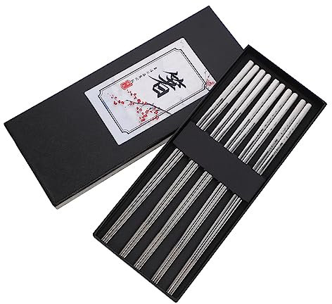 CIYODO 5paia Bacchette Riutilizzabili Inossidabile Design e Antiscivolo Per Confezione Inclusa Facile e Maneggiare