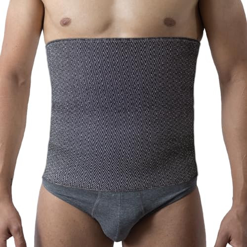 Beman - 5054 Gürtel aus Wolle für Herren und Damen, Körperwärmer, Bauchwärmer, elastischer Lendenwirbelgurt, hypoallergene Rückenstütze (Schwarz, 8)