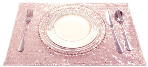Blausky 6 Stück 30 x 45 cm Rechteck Tischsets,Pailletten-Deckchen,Glitzer-Platzsets,Doppelseitigen rutschfest Platzdeckchen,Dekorative Tischsets für Esstisch Hochzeit Geburtstag Party Urlaub,Rosa