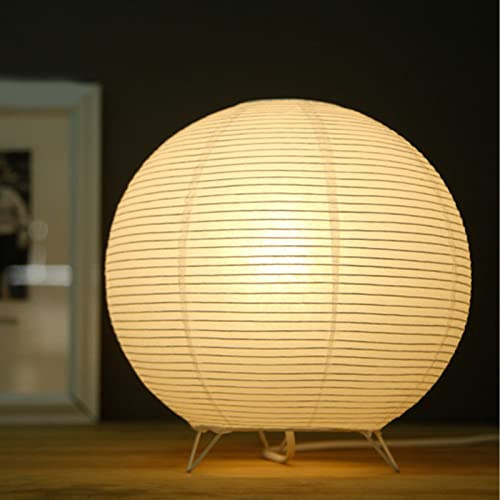 LIZEALUCKY Small Paper Lamps, 24CM Round Rice Paper Lantern Light Soft Warm Rice Lamp Lights Home Decoration Modern Standing Bedside Table Lighting for E14 Light Cafe Bedroom