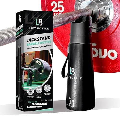 JJ Fitness Lift Bottle - Jack Stand for Barbell, 250 kilograms/550 pounds, with Flip Out Lid, for Weight Lifting, HydroJack, Karta Bottle, Barbell Jack (Stealth Black)