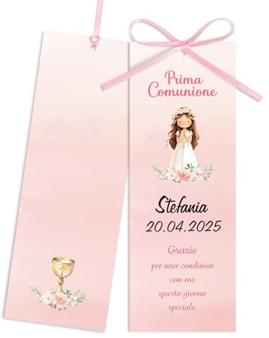 BOFUNX 30pcs Segnaposto Prima Comunione Bambini - Segnalibri Cartellini Ringraziamento Bomboniere Decorazione Tavolo Bigliettini Inviti