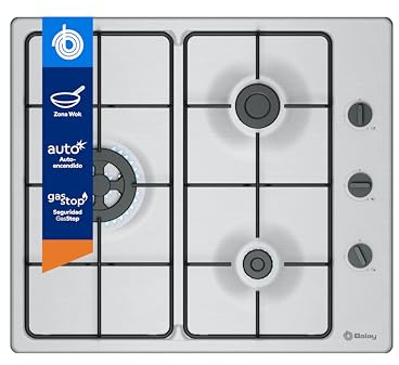 Balay - Plaque à gaz, 3 brûleurs à gaz, auto-allumage, sécurité GasStop, blanc, 3ETX463BB