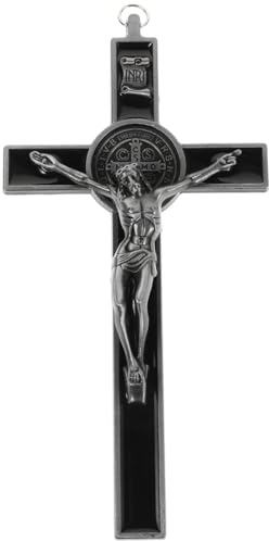 Abaodam Kreuzdekoration Vintage Dekorative Kruzifixe Jesus Wandkreuz Statue Rustikale Kreuze Wanddekoration Dekorative Kreuze Wanddekoration Schwarze Zinklegierung