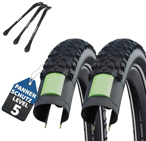 2er Set Schwalbe Fahrradreifen Smart Sam Plus 28 Zoll x 1.60 Zoll (42-622) + auswählbar mit Schläuchen AV/DV/SV/Ohne + 3 MSZweirad Reifenheber (Ohne Schlauch, 28x1.60 Zoll (42-622))