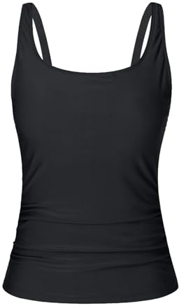 Tankini Damen Bauchweg Oberteil Einzeln Sport Badeanzug mit Cups, Gepolsterte Swim Top Schnell Trocknend Strandbekleidung Padded Swimsuit Shirt Beachwear Sport Freizeit Bikini Push up Top (S)