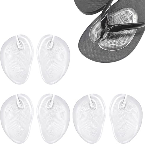 KIRZAX Silikon Zehentrenner Pads, 3 Paare Zehenschutz Kissen Flip-Flop Sandalen,Fußgewölbe-Stützeinlagen,Zehenschutz Damen Transparent,Schutz vor Schmerzen und Blasen Anti-Rutsch-Schuhkissen