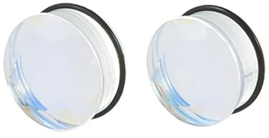 Lirzxin Plug Flesh Tunnel 25mm, 2 Stück Plug Ohr Glas Herren Damen Single Flared Solide Rund mit Silikon Tunnel Expander Ohrring 25mm Transparent