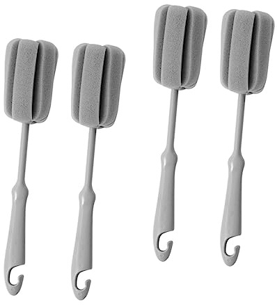 SAFIGLE 4 Piezas Cepillos Esponja para Limpieza de Botellas y Copas Cepillo de Mango para Decantadores y de Vino Reutilizable y Suave para