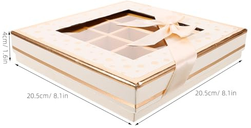 SHERCHPRY Fächer Schokoladen Geschenkbox mit Klarem Sichtfenster Stilvolle Verpackung für Pralinen Süßigkeiten und Kekse Beige für Geburtstage und Valentinstag