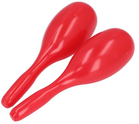 SEAFRONT 2pcs Plastikmusik Maracas Shakers Noisemaker Oval Geformte Kinder Spielzeug Musikinstrumente Handpercussion Rasseln (Rot)