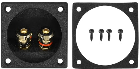 sourcing map 2 Inch Speaker Box Terminal Cup, 2-Ways ABS Subwoofer Plug Connector Double Binding Posts Spring Loaded Jack for Car Stereo Speaker Wire Sub Box