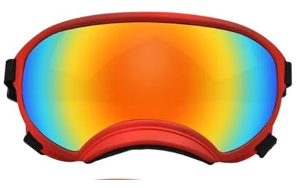 Hundglasögon, husdjur solglasögon hundglasögon anti-UV stark slaghållfasthet justerbara elastiska andningsbara husdjur solglasögon (röd och färg, L)