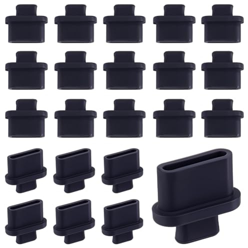 SUNNYCLUE 1 Box 50Pcs Black Dust Plugs Type C Charging Port Plug Plastic Cellphone Charging Port Protector with Handle Dustproof Protective Covers for Phones E-Reader Laptop Cleaner Laptops Women Men