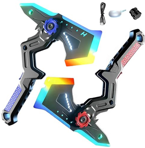 2-in-1 Deformable Mechanical Sword Axe,with 7Color Change LED Light-up Blades & Spray Mist Sound Effects,Transformable Light Up Axe Sword Toy Creative Cosplay Prop for Boys (A+B)
