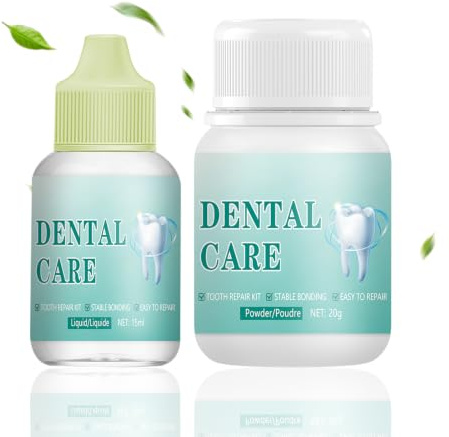 Colla per Denti, Cemento Dentale Definitivo, Cemento Dentale Fissa Ponti, Kit Riparazione Denti, Resistente al Calore e Impermeabile, Otturazioni Perse, Ponti, Corone, Asciugatura Rapida