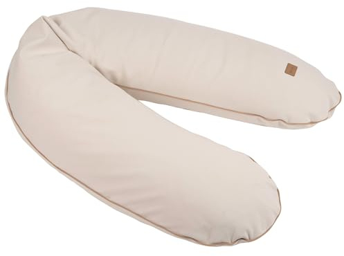 Béaba Cuscino Gravidanza & Allattamento XXL 180 cm, Cuscino Multifunzione Maternità, Supporto Corpo Intero, Microperle Silenziose, Sfoderabile & Lavabile, OEKOTEX, French Terry, Mandorla