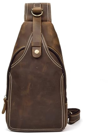 LUUFAN Herren Echtes Leder Sling Bag Brust Schulter Rucksack Crossbody Tasche für Casual Sport Wandern Reisen