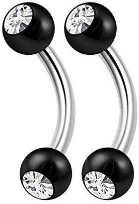 KJM FASHION 2 Stück 1,6 mm Chirurgenstahl Banane 14G
