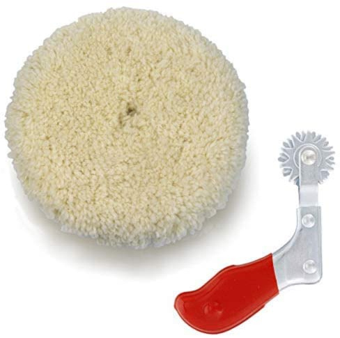 Woolous Wolle Polierpads 180mm Polierset mit Reinigungsspornwerkzeug, 7 Zoll Politur Set, Einseitige Auto-Pufferhauben zum Polieren, Wachsen, Versiegeln von Glasur