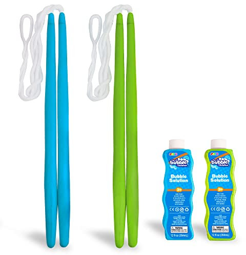 JOYIN 2 Riesenseifenblasen Set, Seifenblasen-Stab mit 2 Konzentrierten Bubble SeifenblasenLösungen für Kinder, Seifenblasen groß, Outdoor Spielzeug Zauberstab, Kindergeburtstag Party Hochzeit