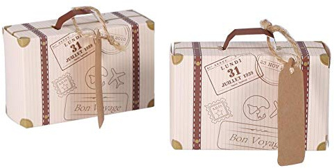 MAGT Karton Geschenkboxen, 50 Stück/Set Mini Koffer Süßigkeiten Box Tragbare Geschenkbox Elegante Geschenkschachtel für Hochzeit Party Geburtstag