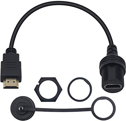 Duttek Cavo HDMI per montaggio a incasso, cavo HDMI da maschio a femmina, per auto, camion, barca, moto, cruscotto, 30 cm
