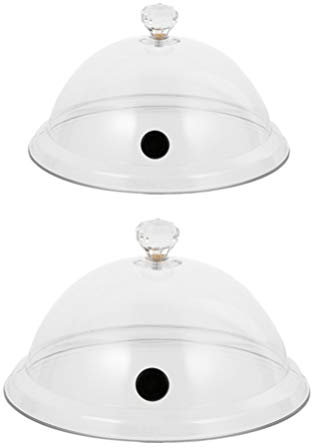 Angoily 2 Pièces Cloche Alimentaire Transparente Couverture De Protection Des Aliments Pour Gâteaux Et Petits Plats Dôme En Plastique Avec Poignée 21.50 X 21.50 X 12.00 cm
