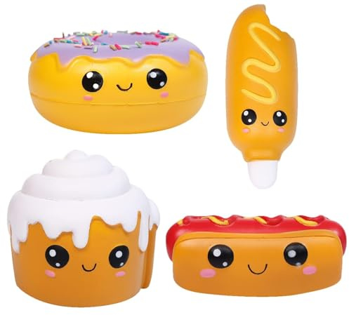Anboor 4 st squishies varmkorv tårta bröd munk Kawaii doftande mjuk långsamt stigande pressa stressavlastning barn leksak julklapp