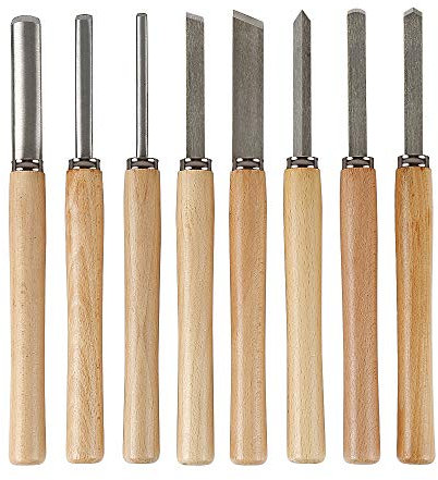 Kit de 8 Gouges de Qualité Standard, Ensemble de 8pcs Burin à Bois, Couteau à Sculpter Sur Bois, Ciseau à Bois Fait Main Bricolage Professionnel