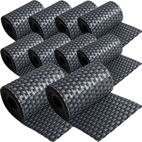 10 x Poly-Rattan Sichtschutzstreifen für Doppelstabzaun Doppelstab Matten Flechtzaun 19|255 cm Anthrazit