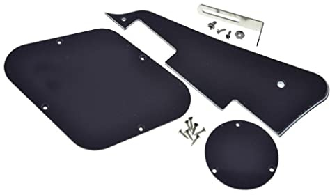 Dopro LP Gitarren-Pickguard-Rückplatte, hintere Hohlraumabdeckung, Schalterplatte und Nickel-Stahl-Montagehalterung mit Stahl-Schlagbrett-Befestigungsschrauben für USA, Les Paul Schwarz, 3-lagig