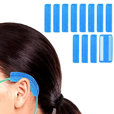 NATAKU 12 Pack Nasal Cannula Ear Cushions Oxygen Cannula Face Soft Cover for Oxygen Users to Help Relieve Ear Pain and Prevent Cheek Indentation Discomfort(Blue)