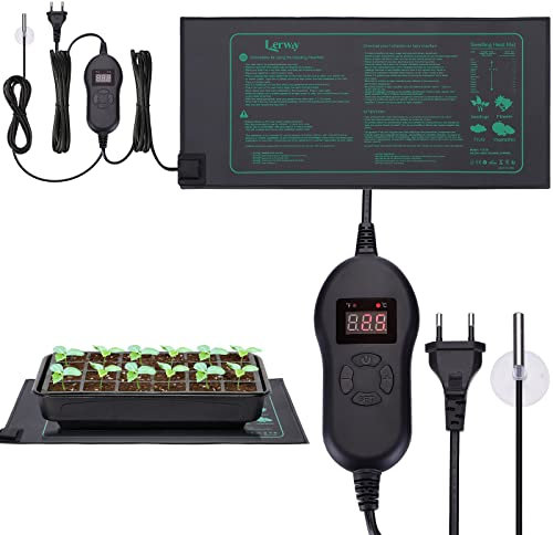 LERWAY Heizmatte mit Thermostat Zimmergewächshaus Wärmematte Reptil Dragon Temperatur Heizkissen Amphibien Pet Mat Wärmer Bett Matte, 20,75x10 Zoll, 30Watt