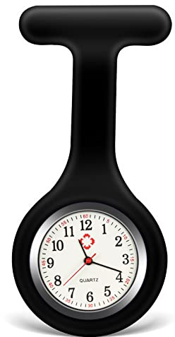 SibyTech Schwesternuhr Ansteckuhr fob,Silikon mit Pin/Clip,Glow Pointer im Dunkeln,Infektionskontrolle Design,Analog-digital,Quarzwerk,Arzt Sanitäter medizinische Brosche Fob Uhr